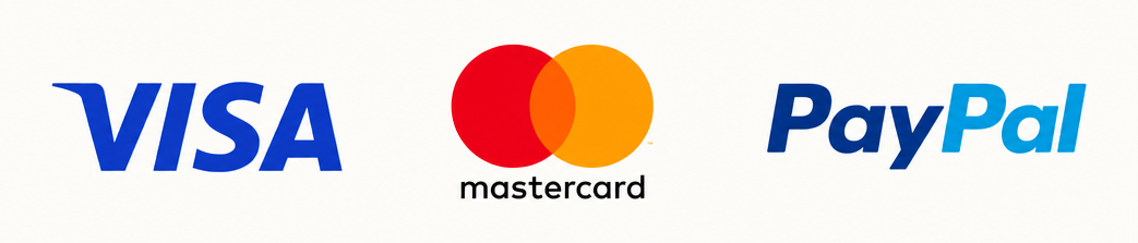 We accept Visa, Mastercard and PayPal